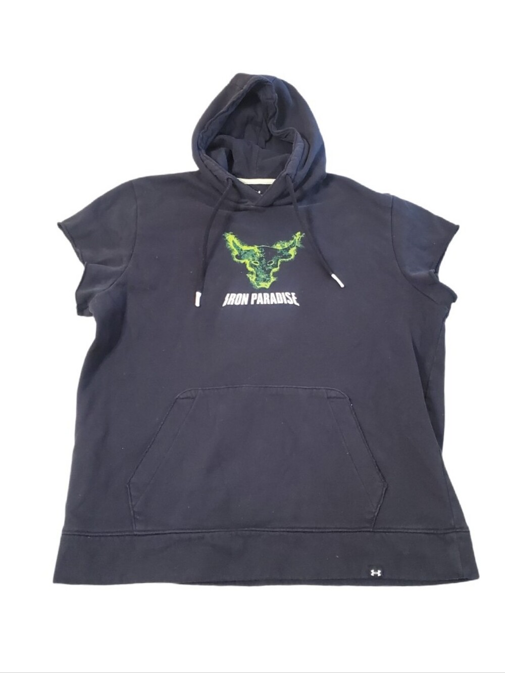 Under Armour Men's Project Rock Iron Paradise Fleece Cap Sleeve Hoodie Large